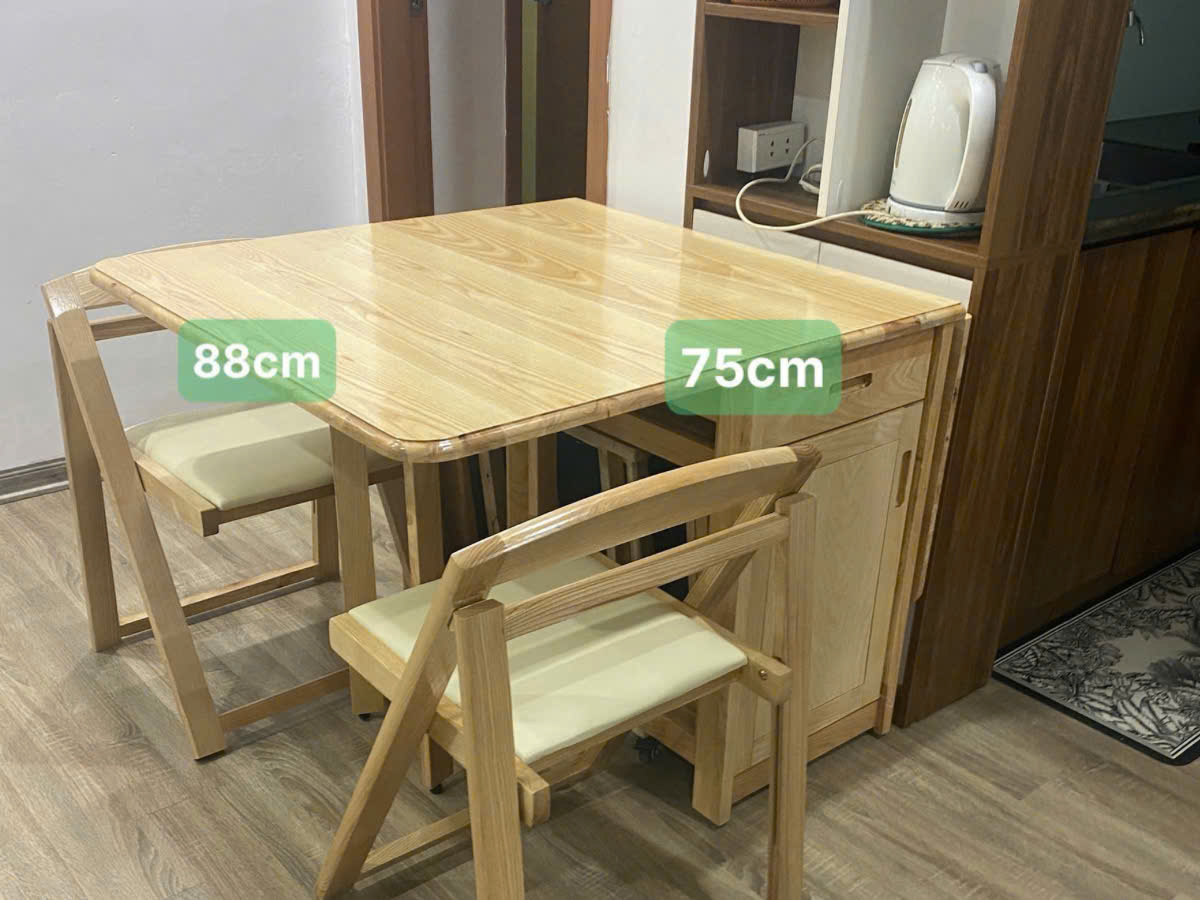 BÀN ĂN GẤP GỌN GỖ SỒI – GIẢI PHÁP NHÀ NHỎ