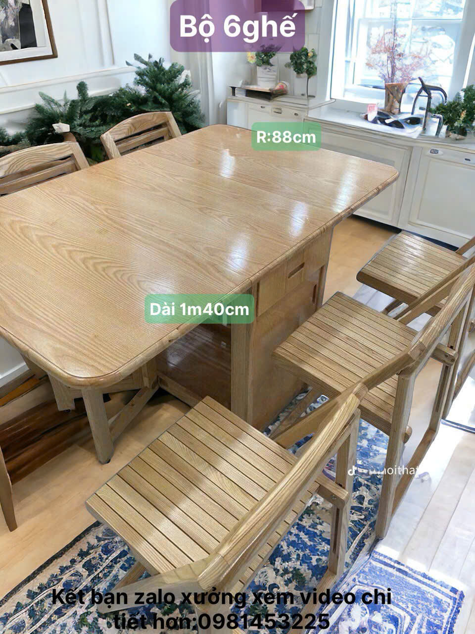 BỘ GẤP GỌN 6 GHẾ  GỖ SÔIG NGA