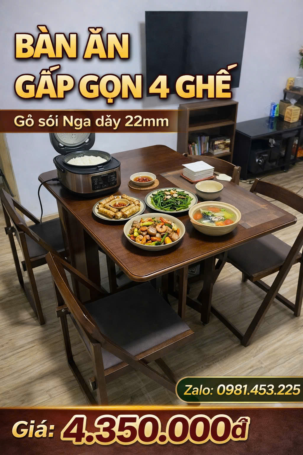 BỘ 4 GHẾ ĐỆM MẦU ÓC CHÓ NÂU SÂM GỖ SỒI NGA